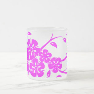 Rosa Hibiskus-Blumenmuster-Kaffeetasse Mattglastasse