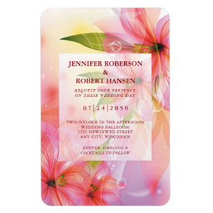 Rosa Hibiskus-Blüten-Hochzeits-Rechteckmagnet Magnet