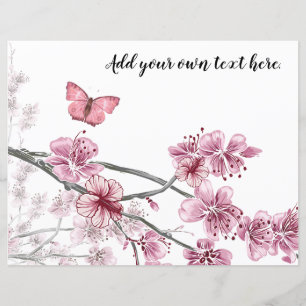 Rosa Hibiskus Butterflies Journal Scrapbook Paper