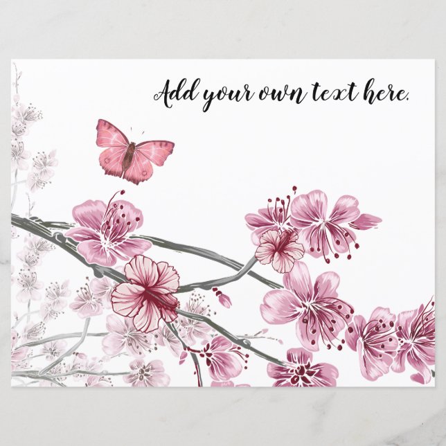 Rosa Hibiskus Butterflies Journal Scrapbook Paper (Vorderseite)