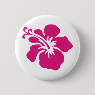 Rosa Hibiskus-Entwurf Button