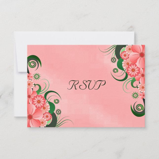 Rosa Hibiskus Floral Elegante UAWG Response Cards RSVP Karte (Vorderseite)