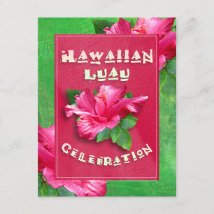 Rosa Hibiskus-Geburtstag Luau Einladungen
