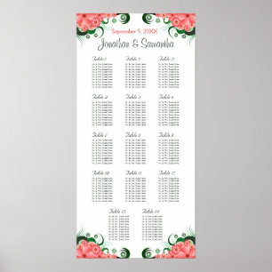 Rosa Hibiskus Hochzeit 14 Tische Sitzkarten Poster