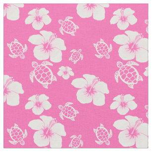 Rosa Hibiskus Honu Hawaiianer Stoff