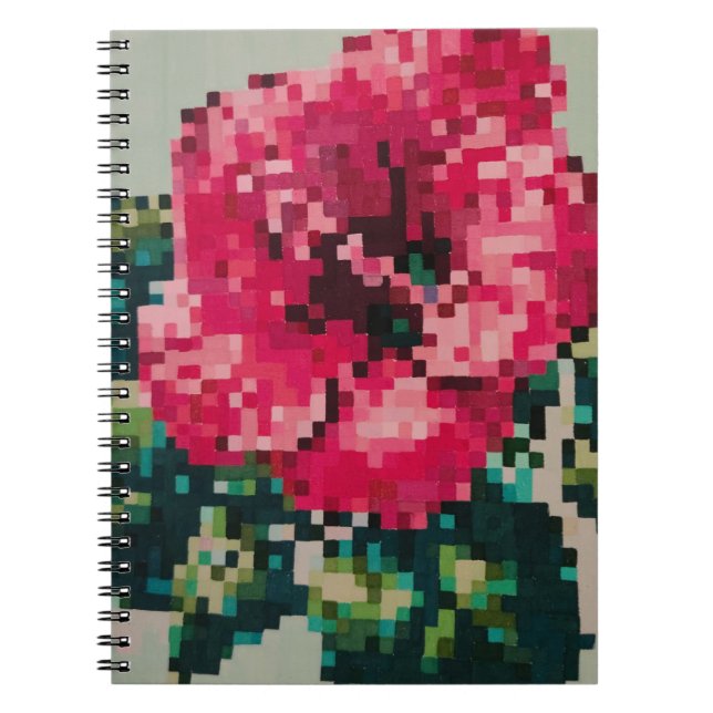 Rosa Hibiskus in sanften Pixel-Farben Notizblock (Vorderseite)