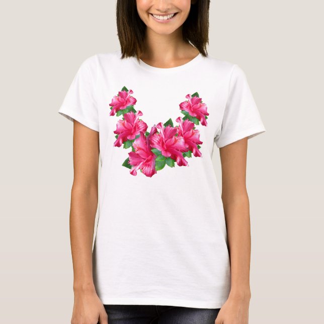 Rosa Hibiskus-Leu-Shirts T-Shirt (Vorderseite)