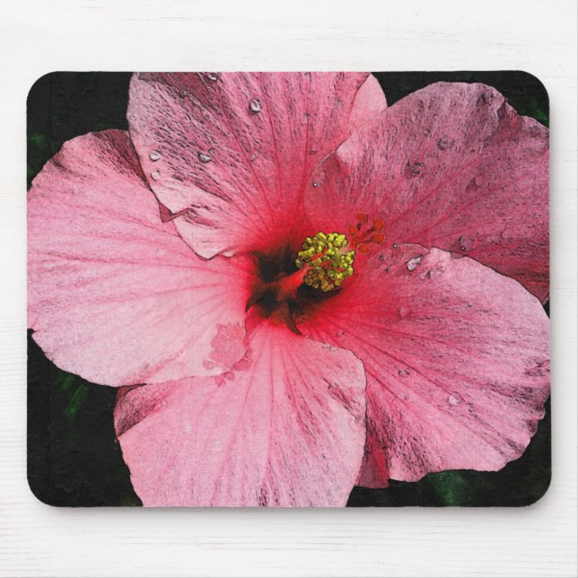Rosa Hibiskus Mousepad (Vorne)