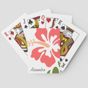 Rosa Hibiskus Personalisiert Spielkarten