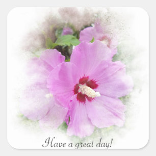 rosa Hibiskus Quadratischer Aufkleber