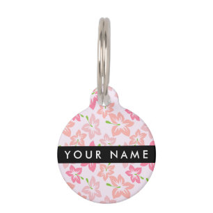 Rosa Hibiskus, rosa Blume, Ihr Name Haustiermarke