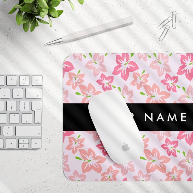 Rosa Hibiskus, rosa Blume, Ihr Name Mousepad (Von Creator hochgeladen)