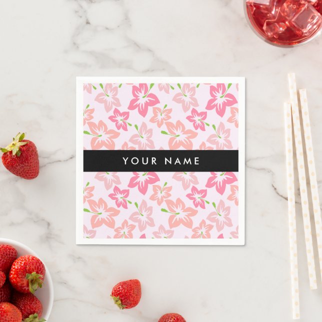 Rosa Hibiskus, rosa Blume, Ihr Name Serviette (Beispiel)