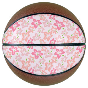 Rosa Hibiskus, rosa Blume, Muster von Blume Basketball