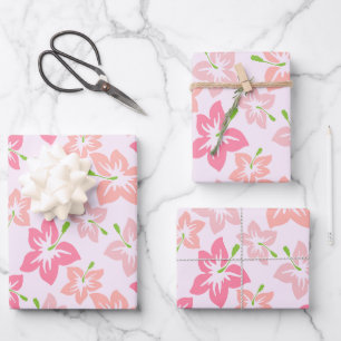 Rosa Hibiskus, rosa Blume, Muster von Blume Geschenkpapier Set