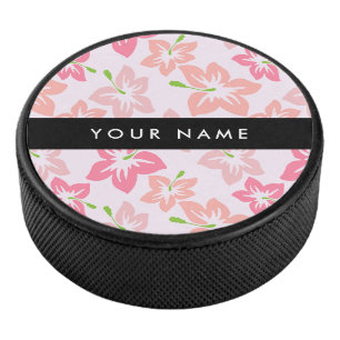 Rosa Hibiskus, rosa Blüten, Ihr Name Eishockey Puck