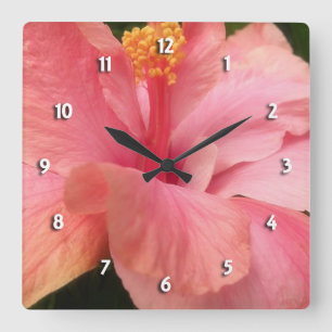 Rosa Hibiskus-runde Uhr