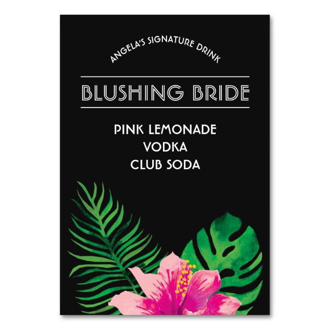 Rosa Hibiskus Signature Drink Tischnummer (Vorderseite)