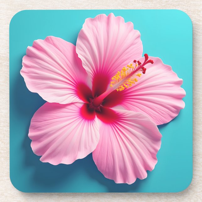 Rosa Hibiskus strahlende Eleganz Getränkeuntersetzer (Vorderseite)