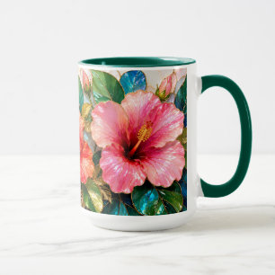 Rosa Hibiskus-Tasse Tropische Blumencoffee-Tasse Tasse