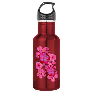Rosa Hibiskus und Honu Schildkröten Edelstahlflasche