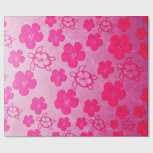 Rosa Hibiskus und Honu Schildkröten Geschenkpapier
