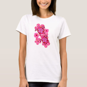 Rosa Hibiskus und Honu Schildkröten T-Shirt