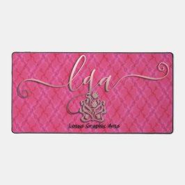 Rosa Hibiskus Wavy Tartan-LGA-Logo in Sangria Schreibtischunterlage