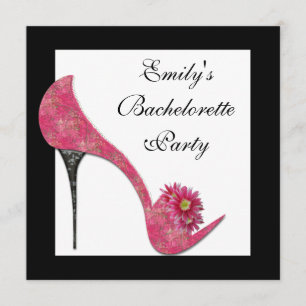 Rosa High Heel Shoes Junggeselinnen-Abschied Einladung