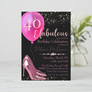 Rosa High Heel Stilettos 40. Geburtstagseinladung Einladung