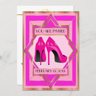 Rosa High Heels Besondere Anlass Einladung
