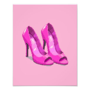 Rosa High Heels im 64-Bit-Pixel-Art-Stil Fotodruck