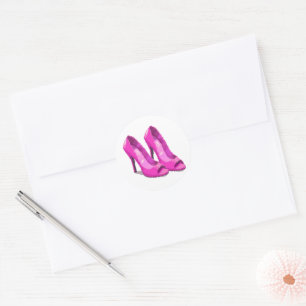 Rosa High Heels im 64-Bit-Pixel-Art-Stil Runder Aufkleber