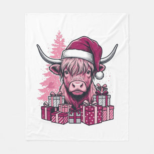 Rosa Highland-Kuh-Weihnachtsgeschenke Vintage-Kuns Fleecedecke
