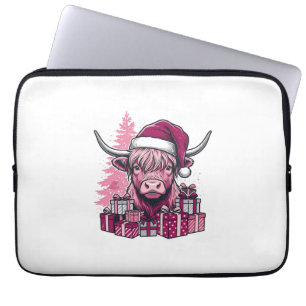 Rosa Highland-Kuh-Weihnachtsgeschenke Vintage-Kuns Laptopschutzhülle