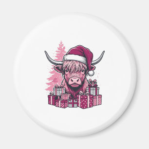 Rosa Highland-Kuh-Weihnachtsgeschenke Vintage-Kuns Magnet
