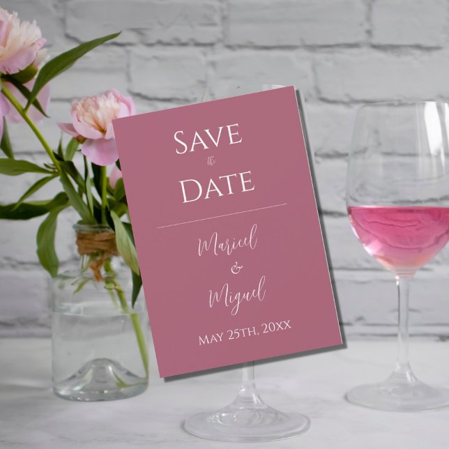 Rosa Himbeere Moderne Elegante Minimalistische Hoc Save The Date (Von Creator hochgeladen)