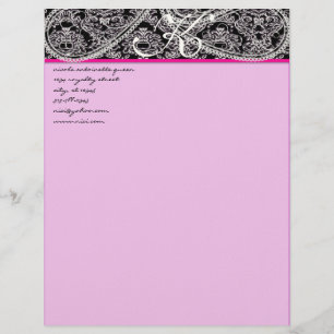 Rosa Himbeere Monogram Letterhead Black Paisley Briefbogen