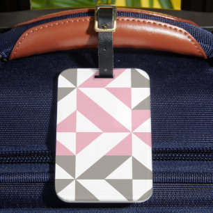 Rosa Himbeere und Silver Geometric ZigZag Gepäckanhänger