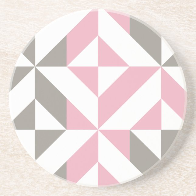 Rosa Himbeere und Silver Geometric ZigZag Getränkeuntersetzer (Vorne)
