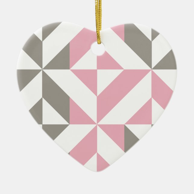 Rosa Himbeere und Silver Geometric ZigZag Keramik Ornament (Vorne)