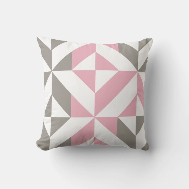 Rosa Himbeere und Silver Geometric ZigZag Kissen (Vorderseite)