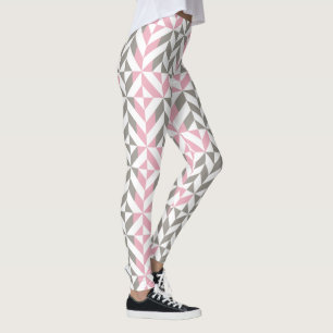 Rosa Himbeere und Silver Geometric ZigZag Leggings