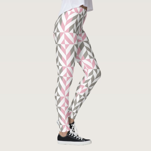 Rosa Himbeere und Silver Geometric ZigZag Leggings (Rechts)