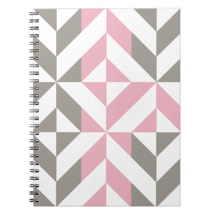 Rosa Himbeere und Silver Geometric ZigZag Notizblock