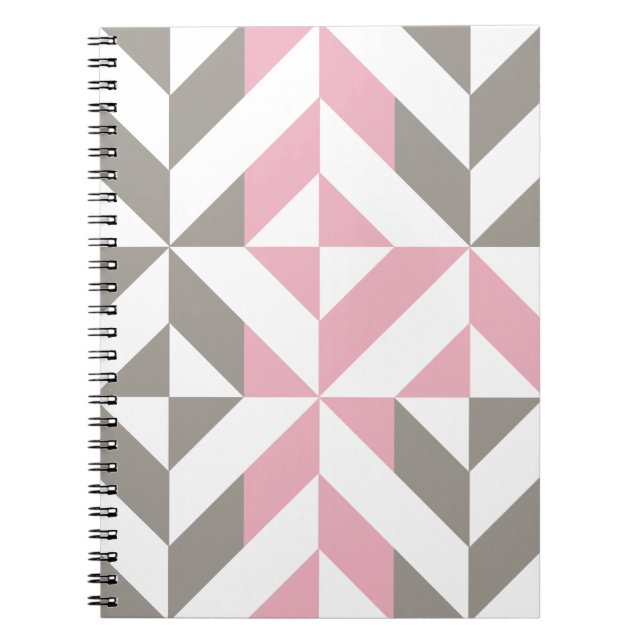 Rosa Himbeere und Silver Geometric ZigZag Notizblock (Vorderseite)