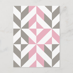 Rosa Himbeere und Silver Geometric ZigZag Postkarte