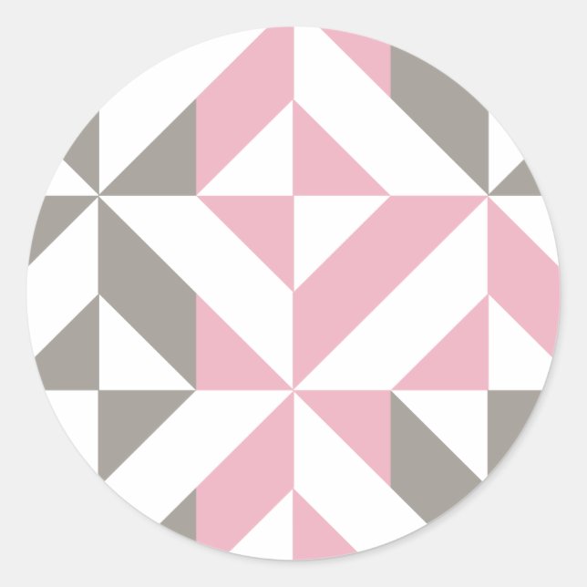 Rosa Himbeere und Silver Geometric ZigZag Runder Aufkleber (Vorderseite)