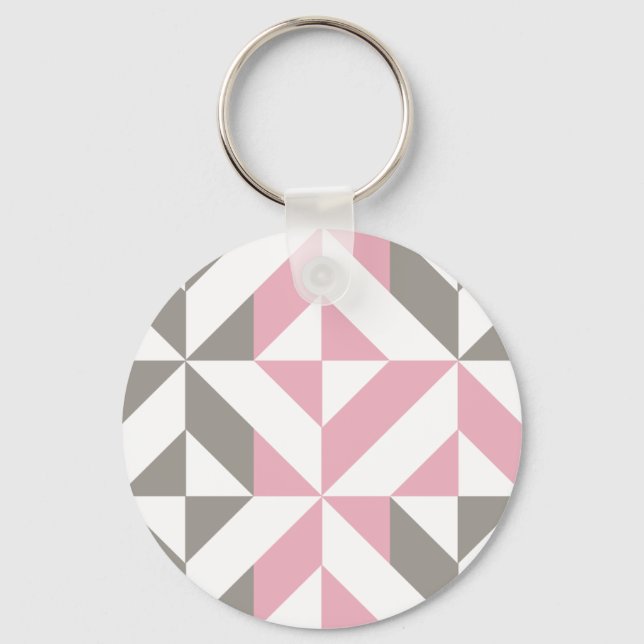 Rosa Himbeere und Silver Geometric ZigZag Schlüsselanhänger (Vorderseite)