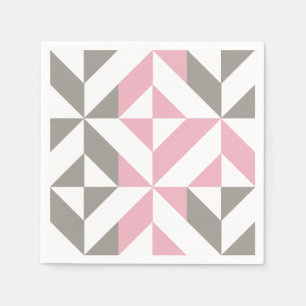 Rosa Himbeere und Silver Geometric ZigZag Serviette